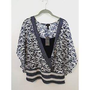 Jessica Simpson New! Blue Sailboat Print Blouse In Size Large Sheer Lined